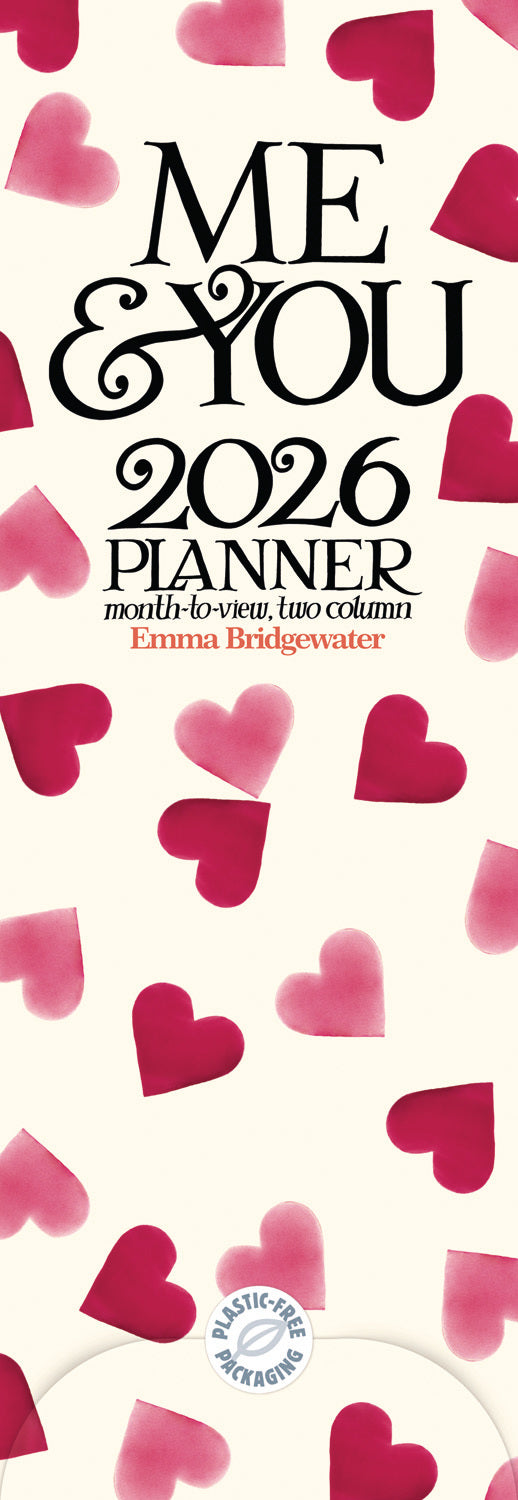 Emma Bridgewater, Me & You Blue Hearts Planner Slim Calendar 2026