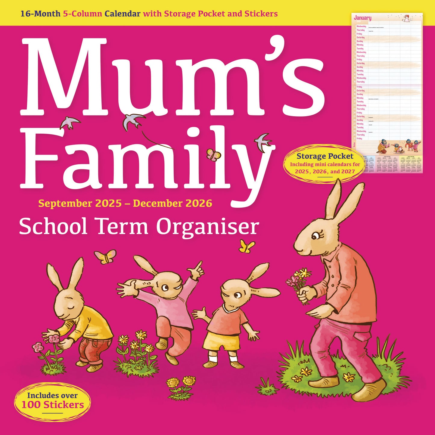 Mums Family Organiser Planner Wall Calendar 2026