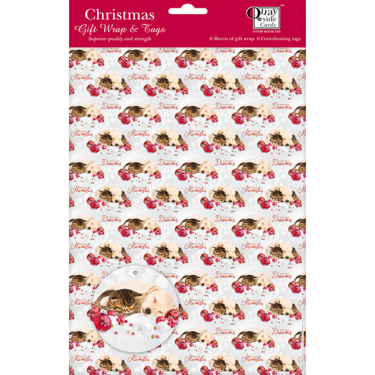 Christmas Wrap & Tags - Sleepy Buddies & Baubles