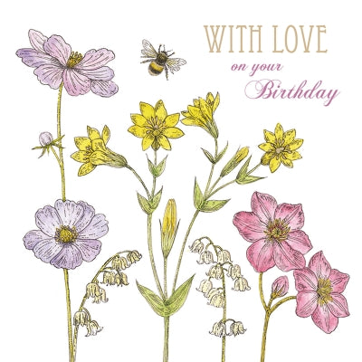 Vintage Garden Card - Anemone & Yellow Wort