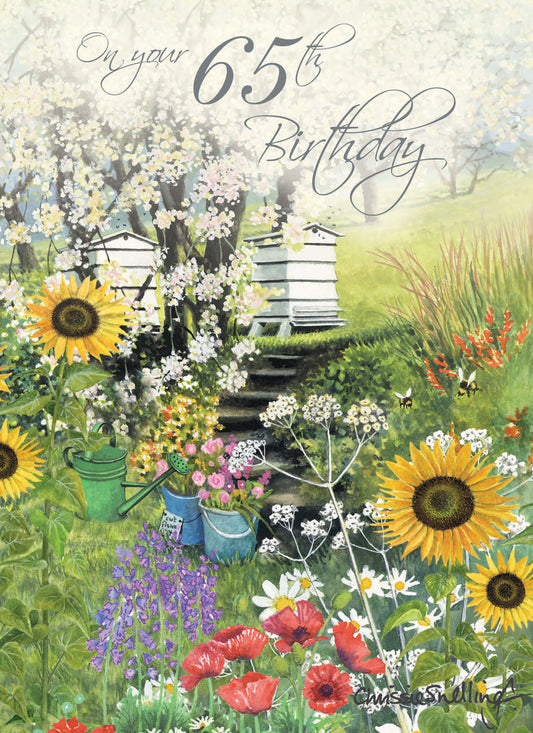 Age To Celebrate Card - 65 Beehive Garden