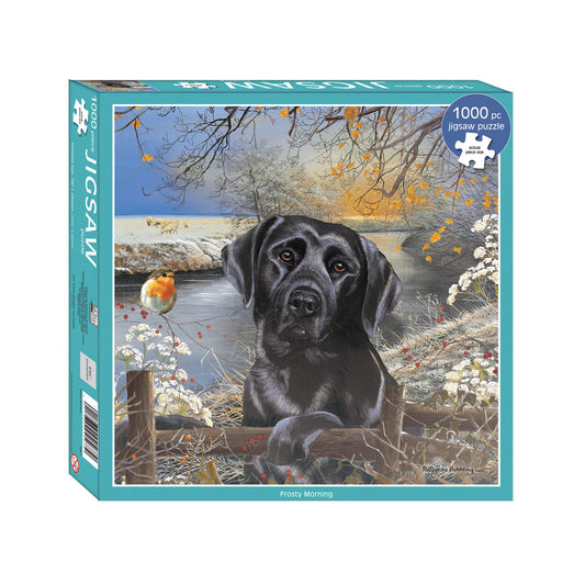 Square Jigsaw - Black Labrador Frosty Morning