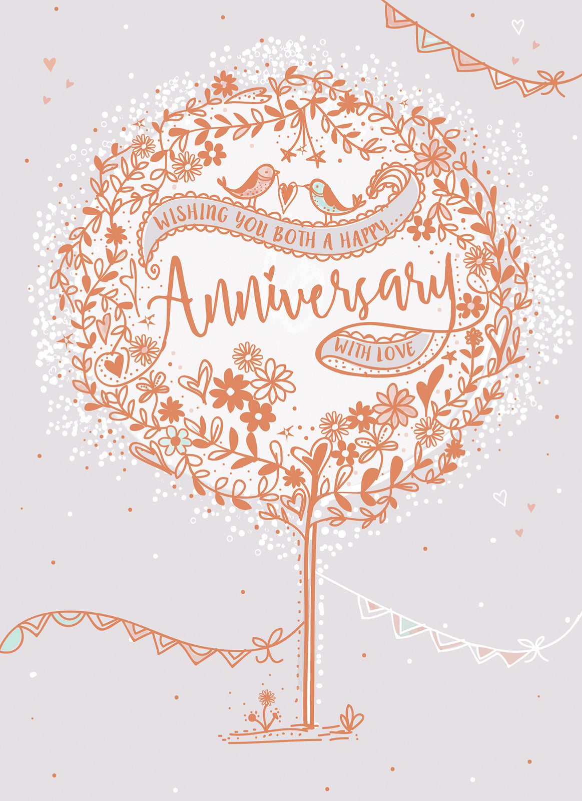 Anniversary Card - Love Birds In Tree (To You Both)