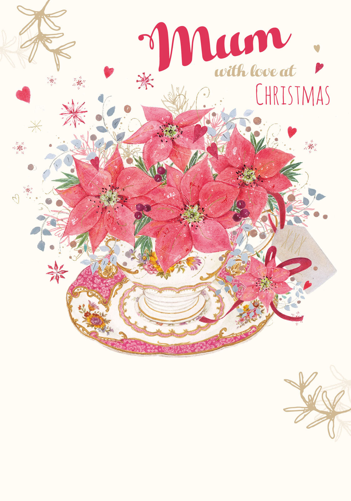 Christmas Card (Single) - Mum 'Teacup Of Poinsettia'