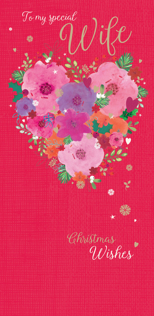 Christmas Card (Single) - Wife 'Floral Heart'