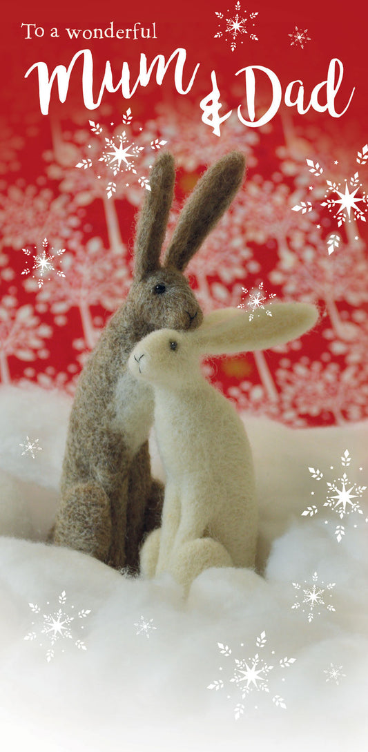 Christmas Card (Single) - Mum & Dad 'Felt Hares In The Snow'