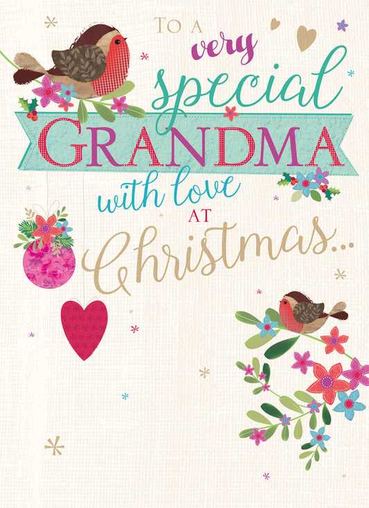 Christmas Card (Single) - Grandma 'Robins & Text'