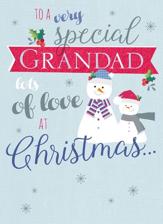 Christmas Card (Single) - Granddad 'Snowmen & Text'