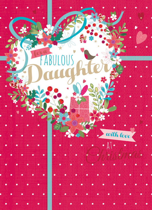 Christmas Card (Single) - Daughter 'Heart Shaped Floral'