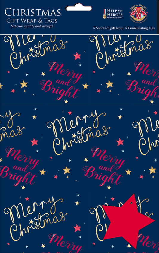 Help For Heroes Christmas Gift Wrap & Tags - Starry Christmas