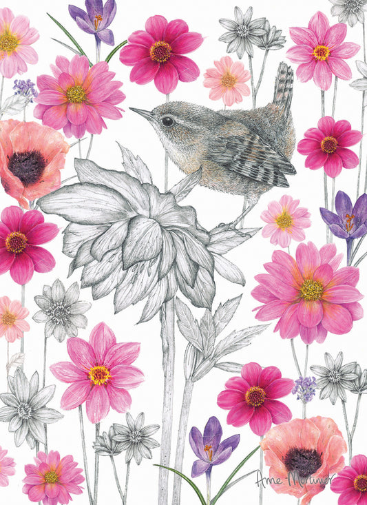 RSPB Card - In the Flowers - Wonderful Wren