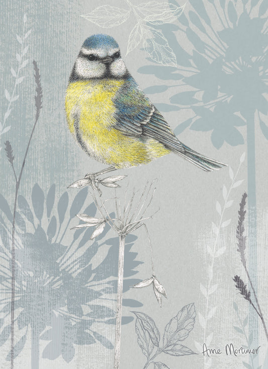 RSPB Card - Petals & Perches - Blue Tit & Blooms