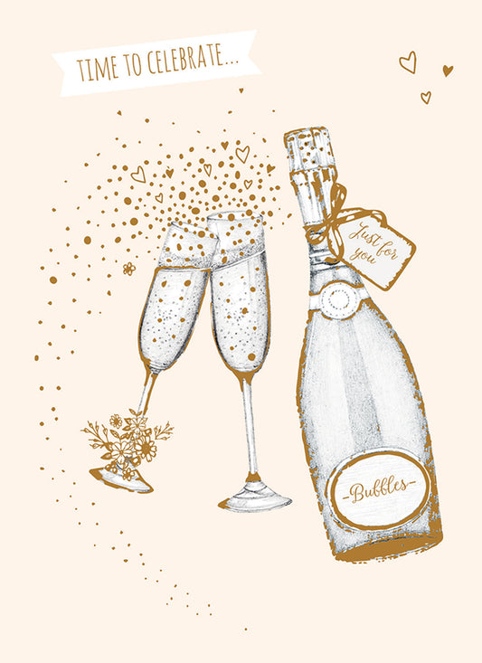 Anniversary Card - Prosecco Glasses & Bottle