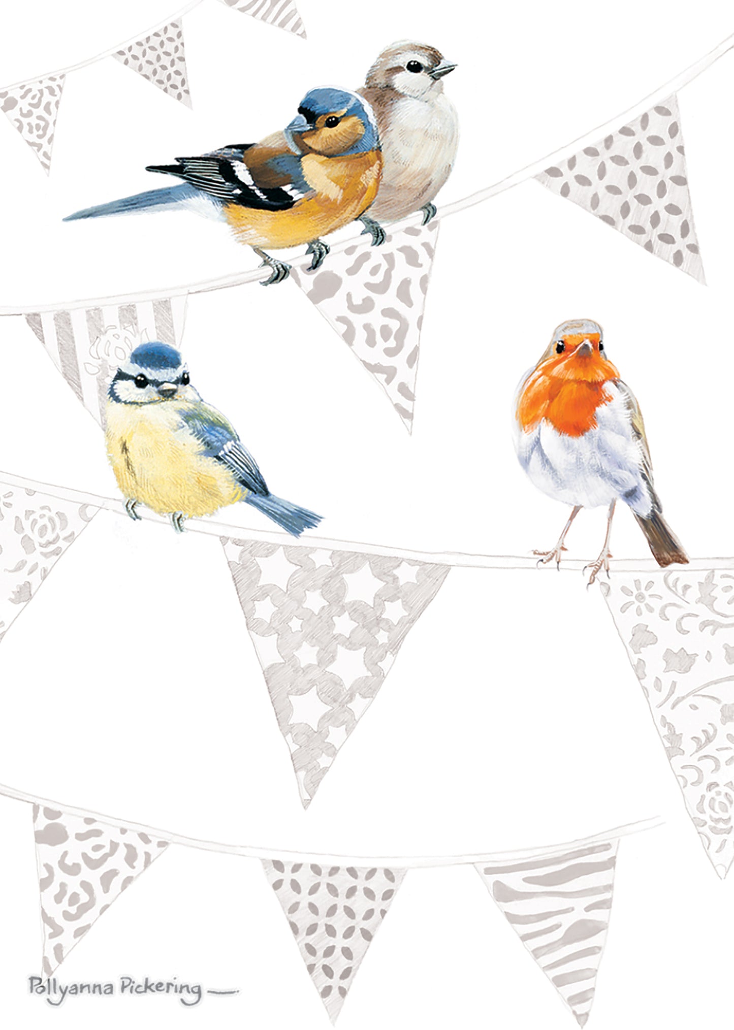 Mini Notecard Pack (5 Cards) - Birds & Bunting