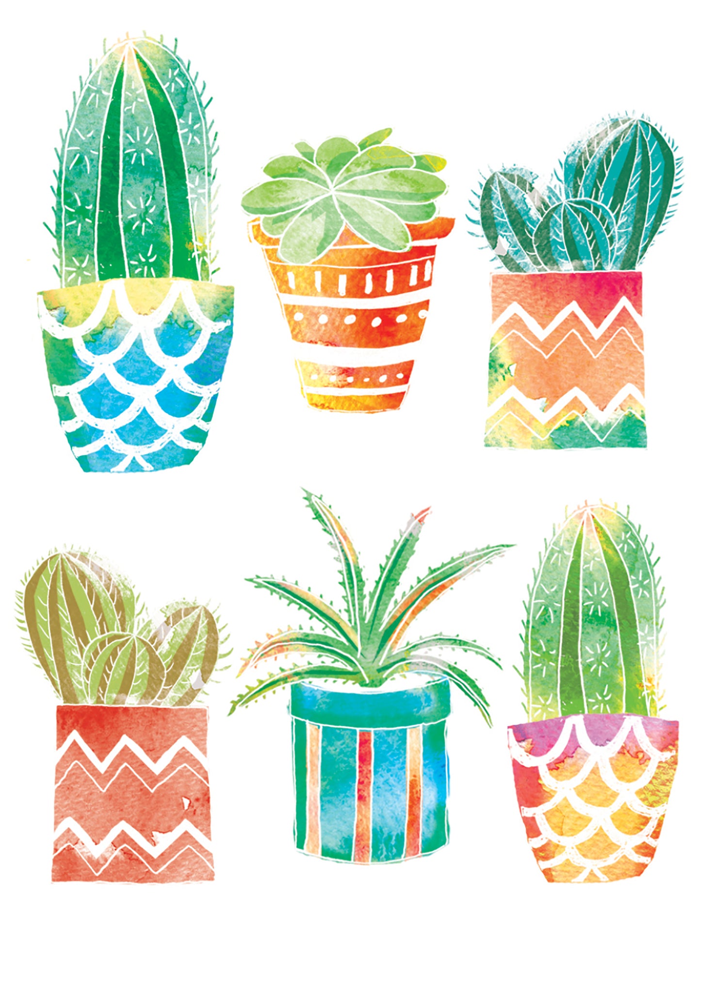 Mini Notecard Pack (5 Cards) - Cacti