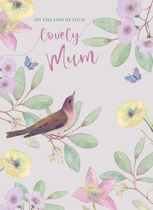 Sympathy Card - Floral Bird (Mum)