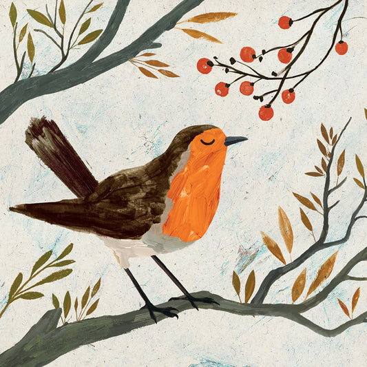 RSPB Small Square Christmas Card Pack - Christmas Robin