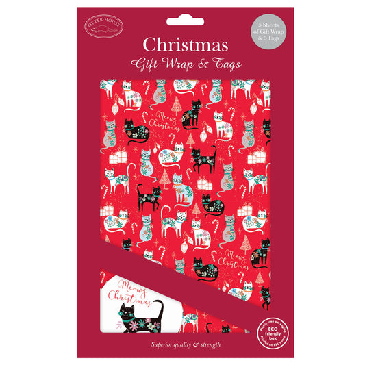 Christmas Wrap & Tags - Festive Cats