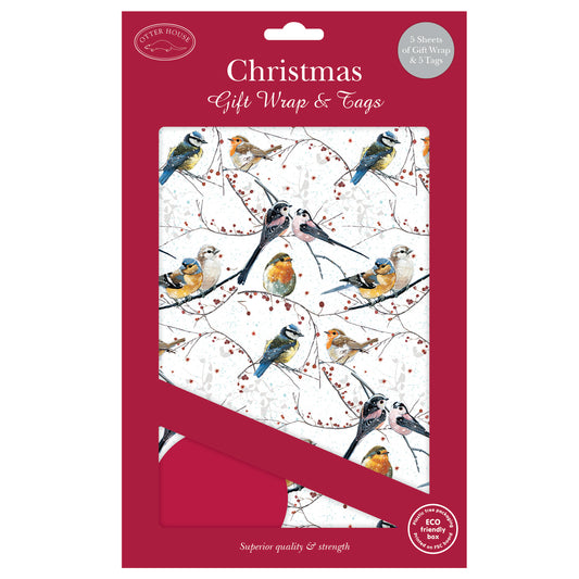 Christmas Wrap & Tags - Birds & Berries