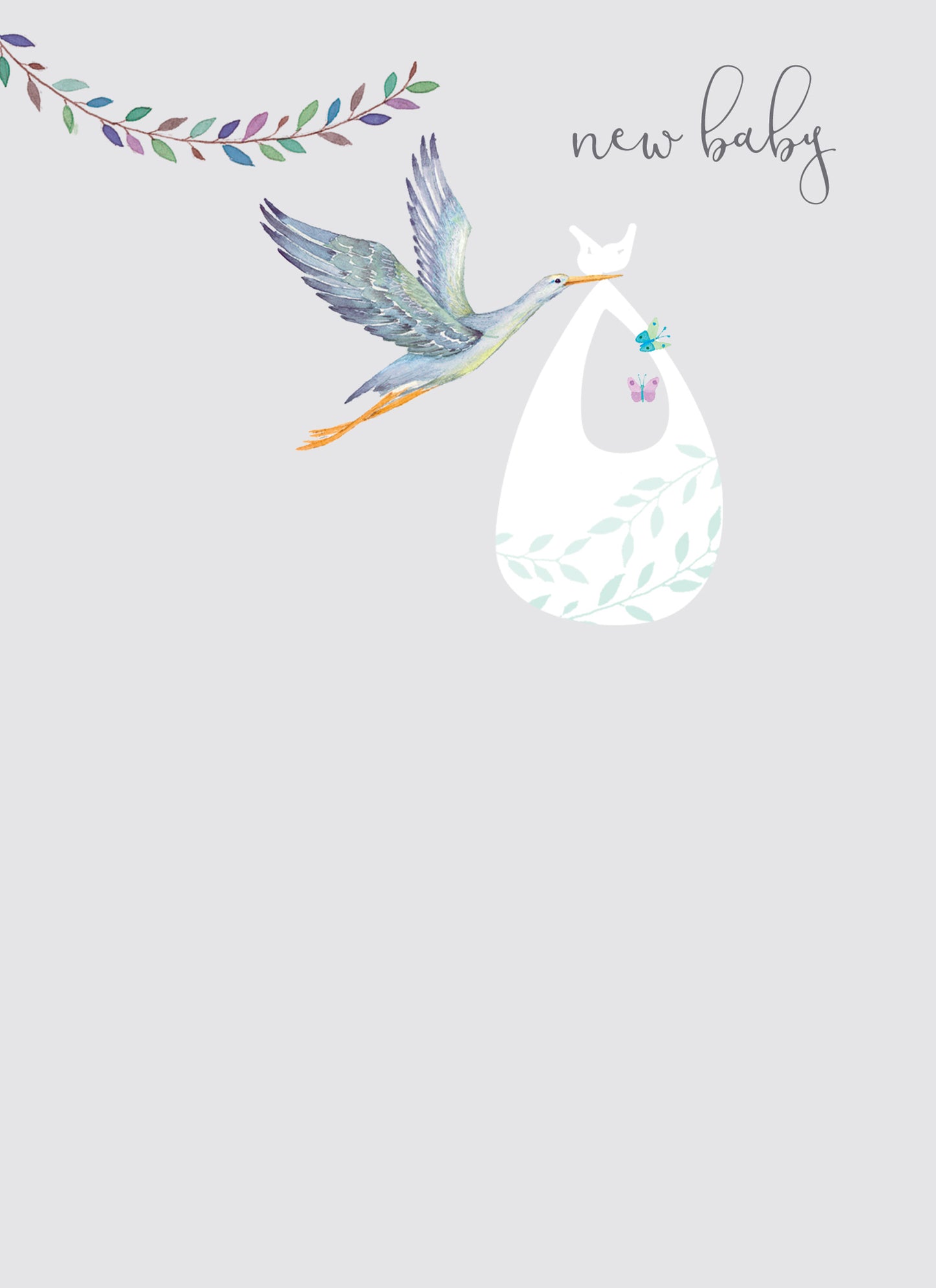 New Baby Card - Stork & Bundle (Boy)