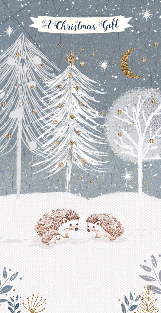 Christmas Card (Single) - Money Wallet - Hedgehogs