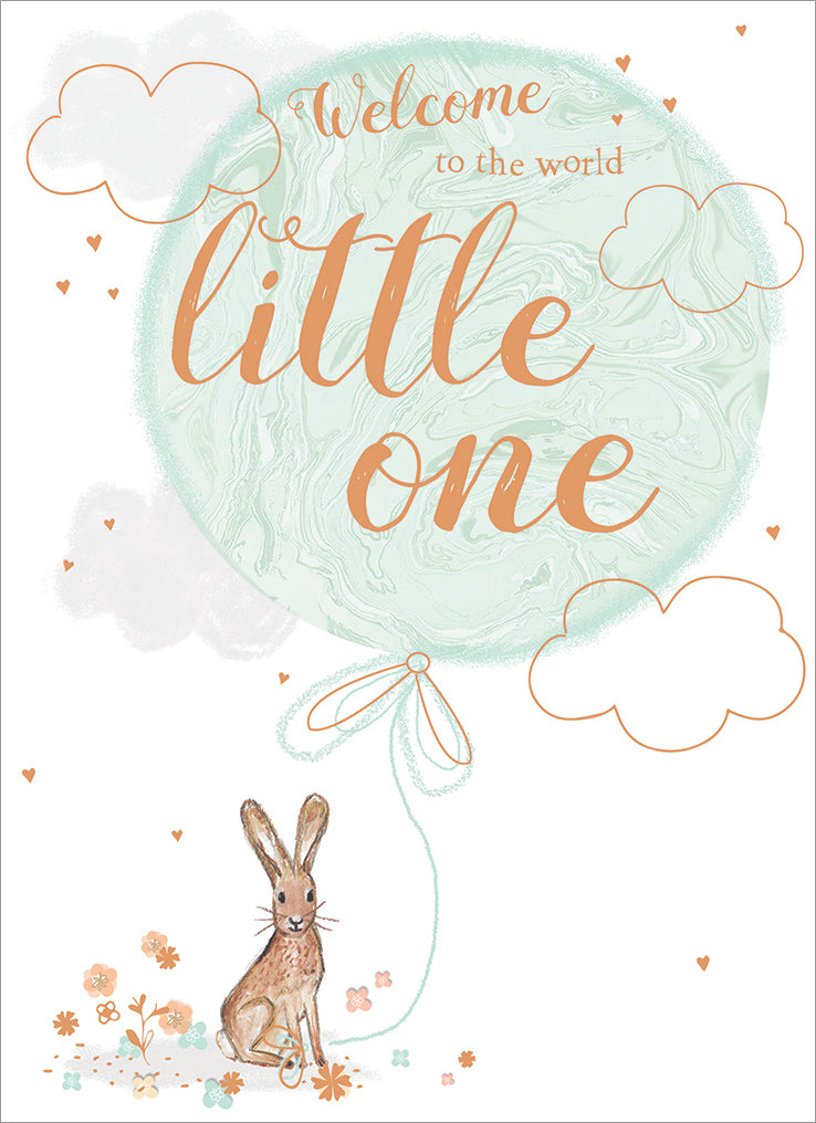 New Baby Card - Hare & Balloon