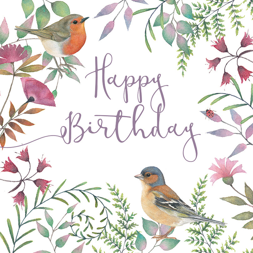 Vintage Garden Card - Robin & Chaffinch