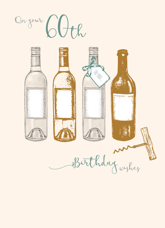 Age To Celebrate Card - 60 - Wine Bottles