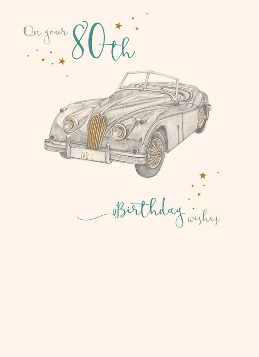 Age To Celebrate Card - 80 - Vintage Car