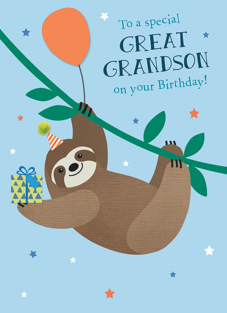 Family Circle Card - Birthday Sloth (Great Grandson)