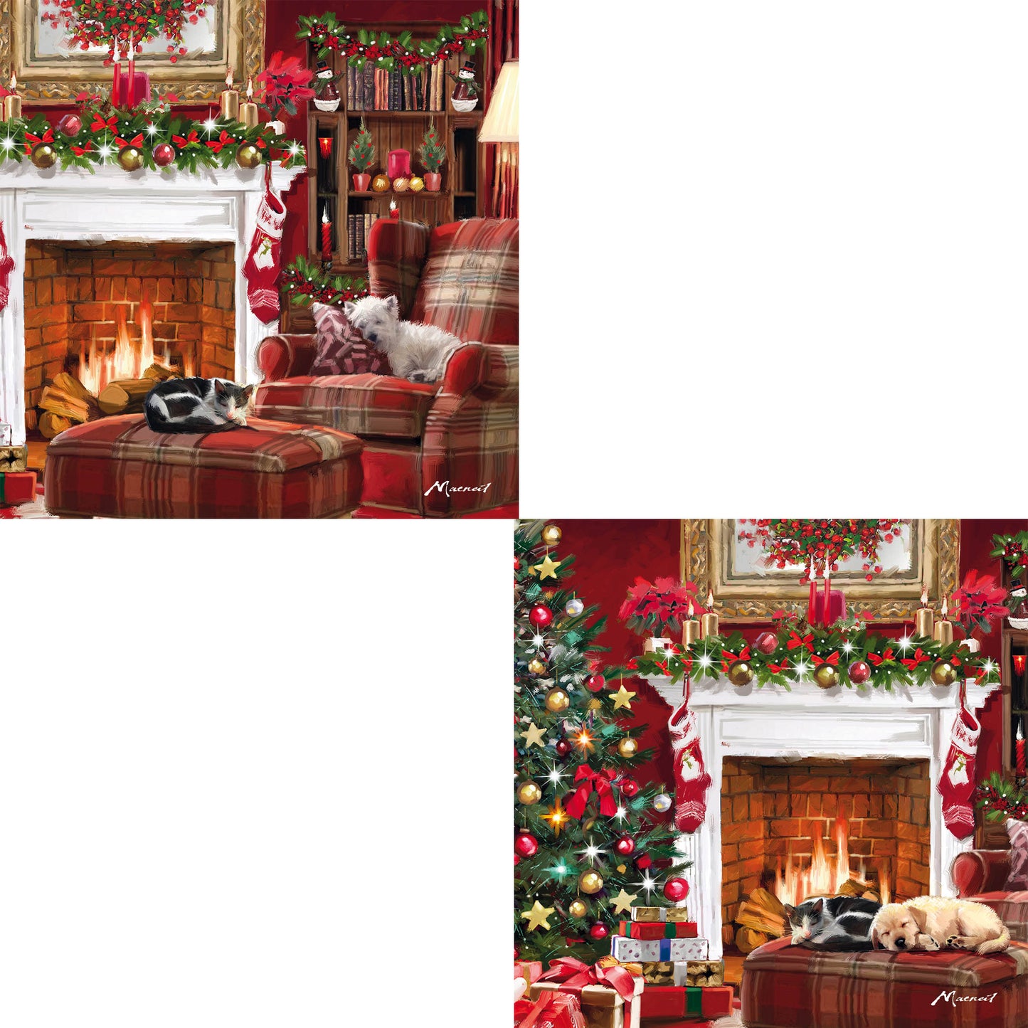 Luxury Christmas Card Pack - Fireplace Scene