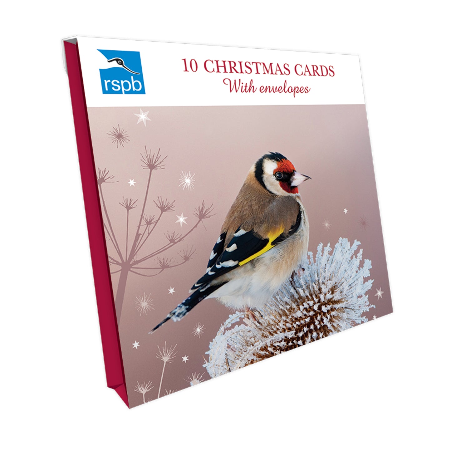 RSPB Small Square Christmas Card Pack - Frosty Goldfinch