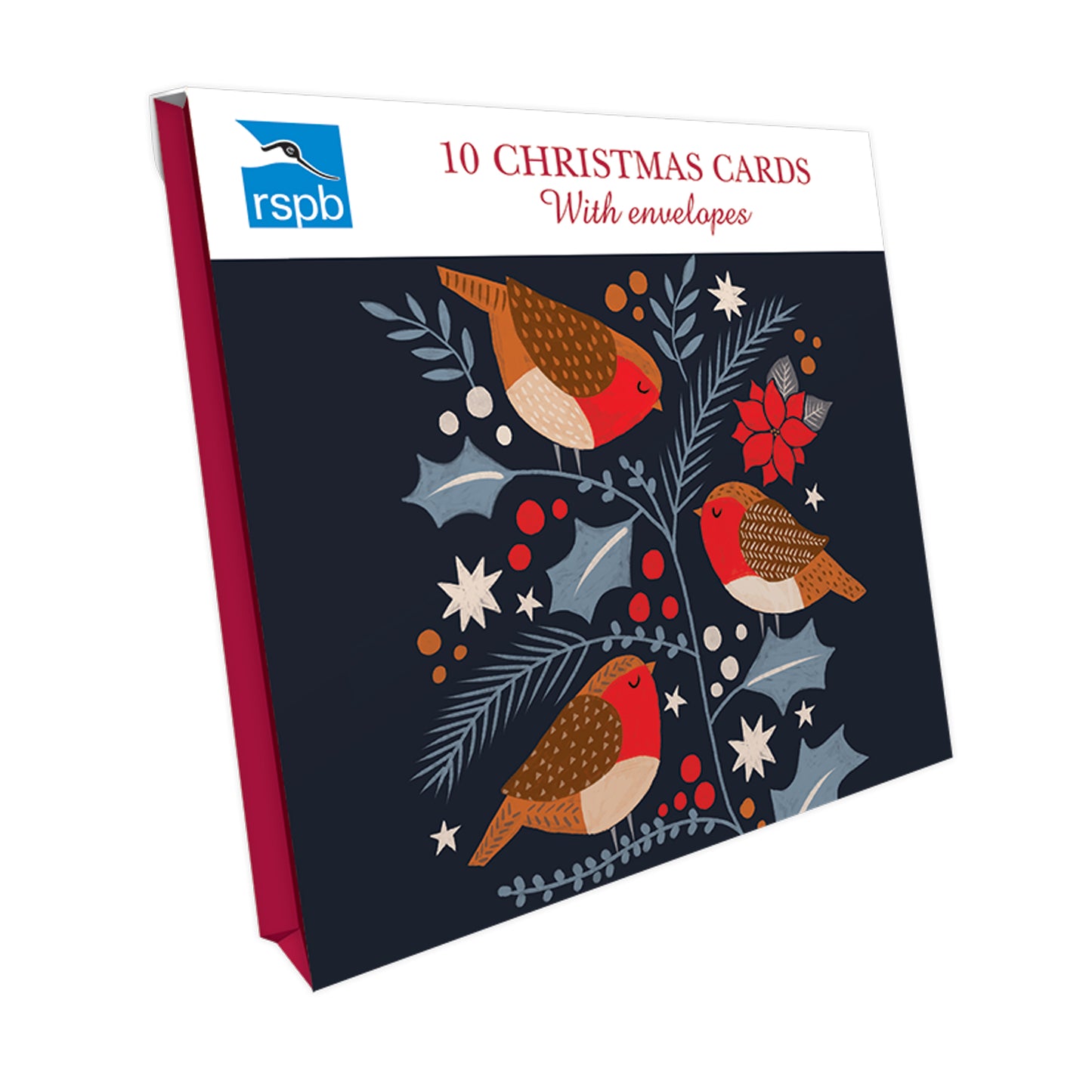 RSPB Small Square Christmas Card Pack - Robin & Foliage