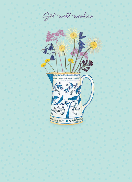 Get Well Soon Card - Vase & Flowers