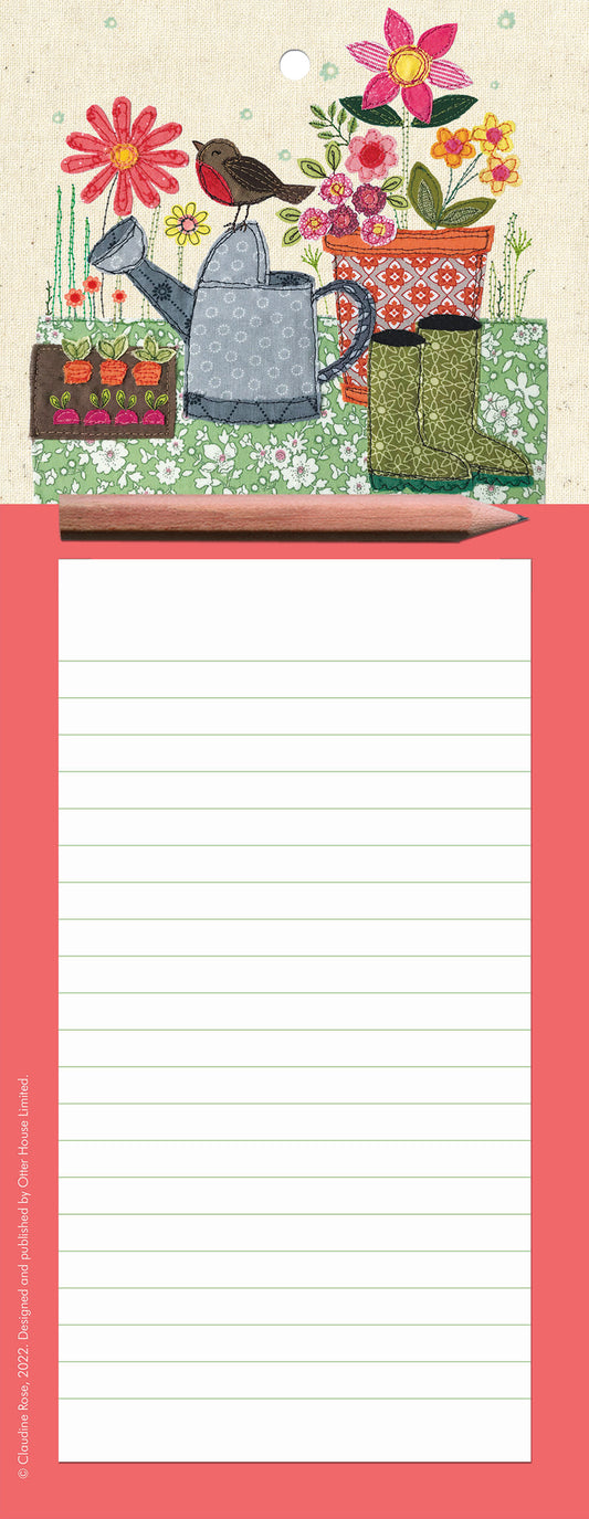 Magnetic Memo Pad - Robin & Watering Can