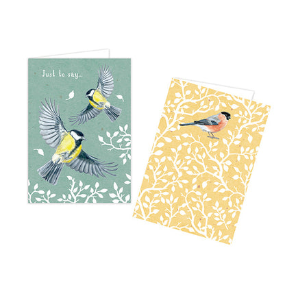 RSPB - In The Wild Stationery - Square Notecard Pack (12 Card Pack) - Garden Birds