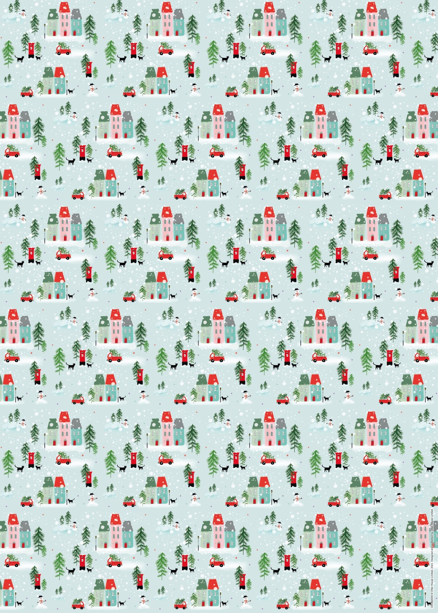 Christmas Wrap & Tags - Christmas Village (5 Sheets & 5 Tags)