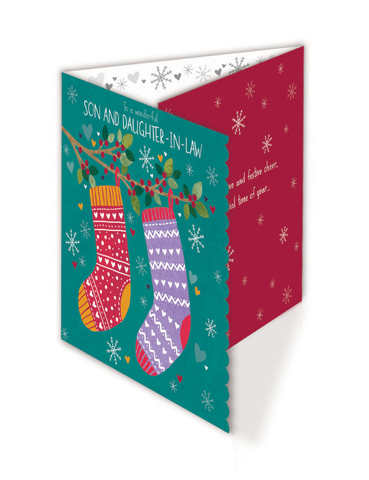 Christmas Card (Single) - Son & Daughter-In-Law - Stockings