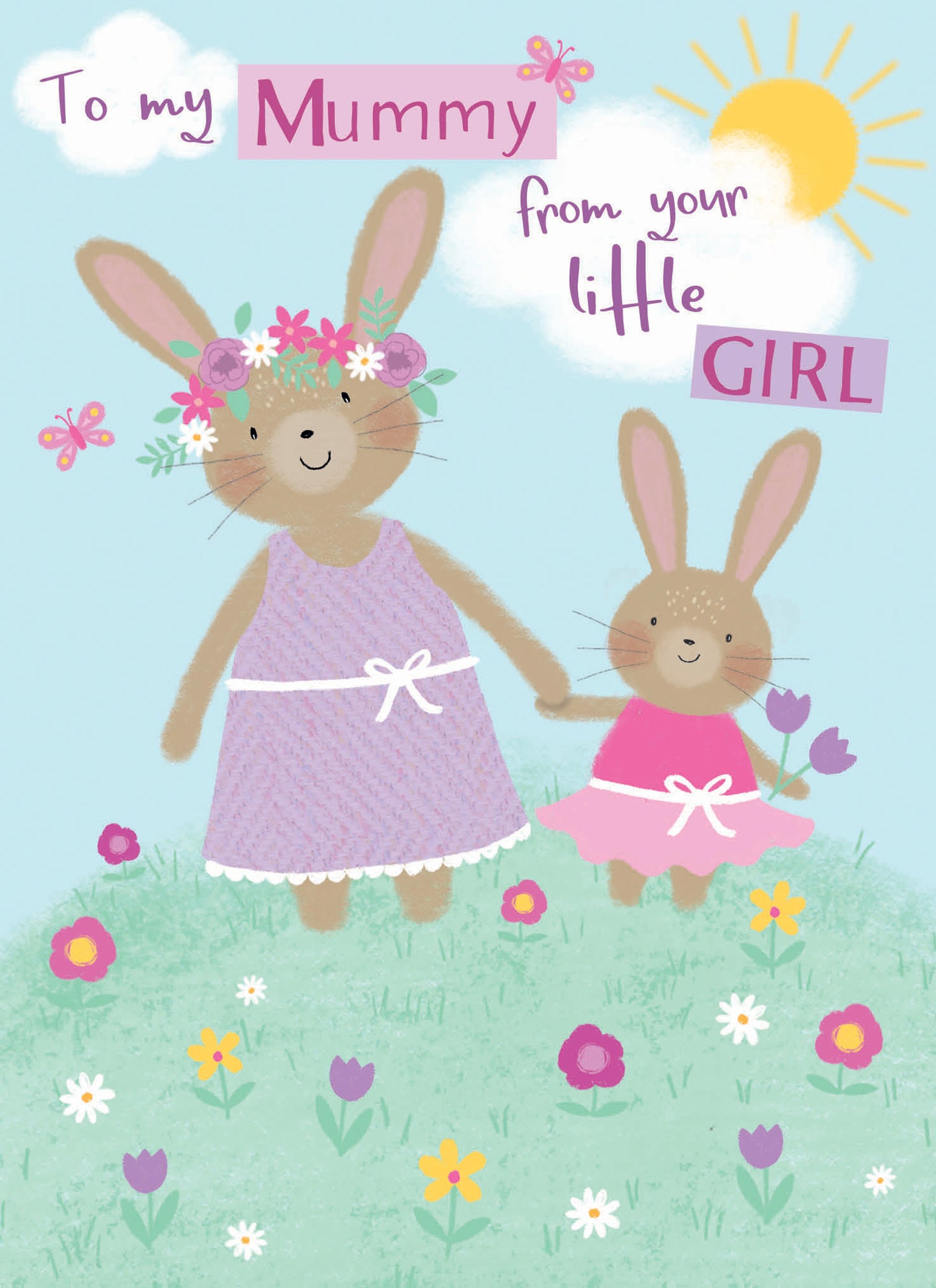 Mother's Day Card - Little Girl Bunny