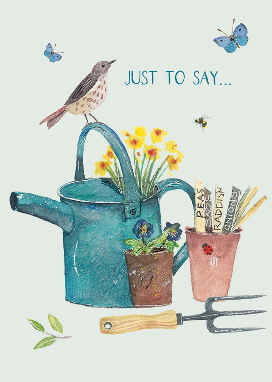 Mini Notecard Pack (6 Cards) - Watering Can & Bird