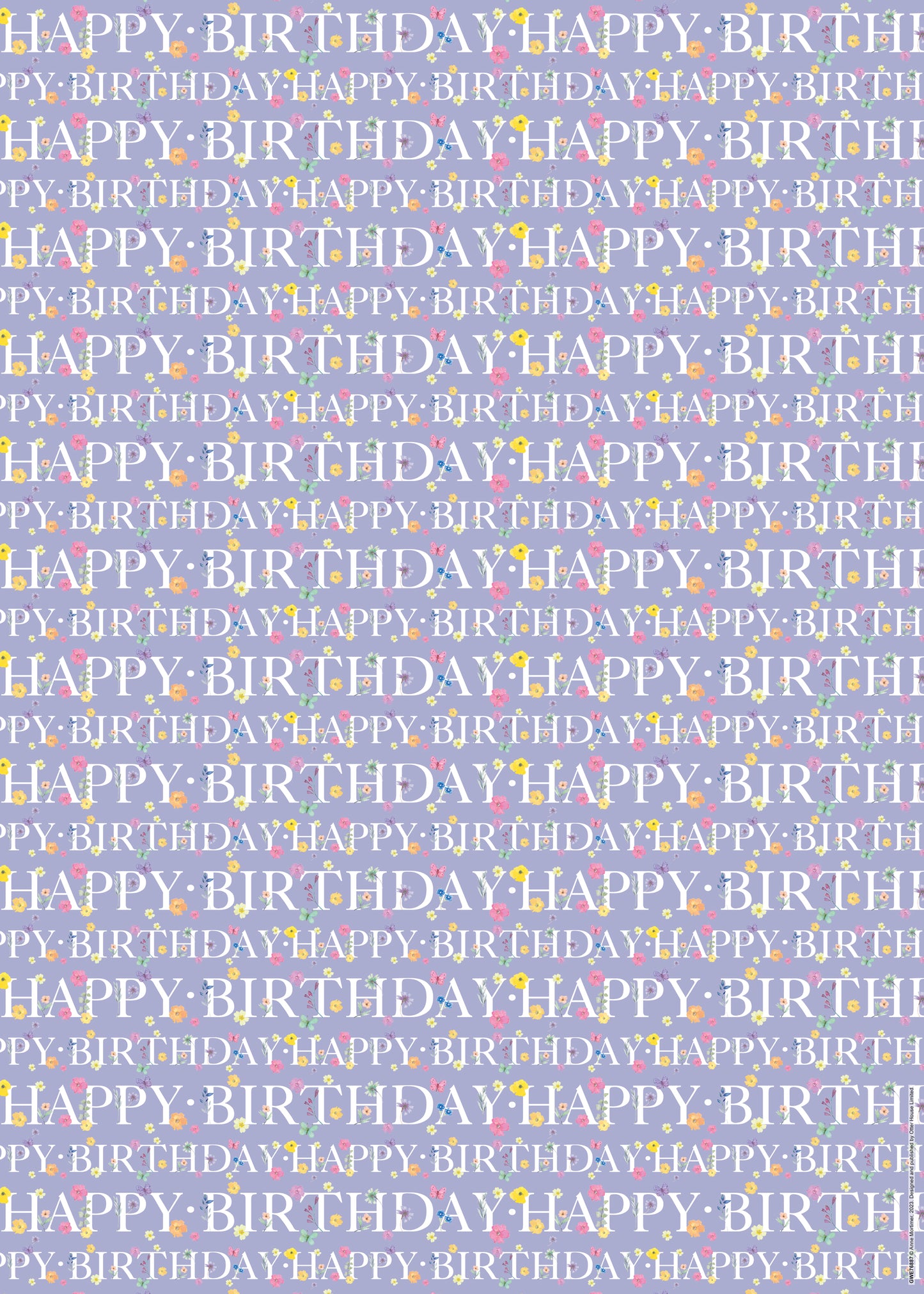 Gift Wrap & Tags - Happy Birthday Flowers (2 Sheets & 2 Tags)