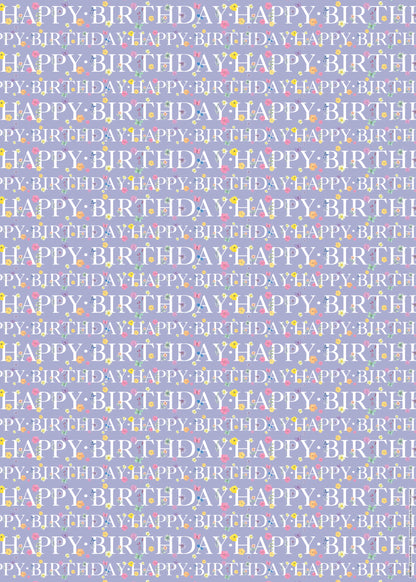 Gift Wrap & Tags - Happy Birthday Flowers (2 Sheets & 2 Tags)