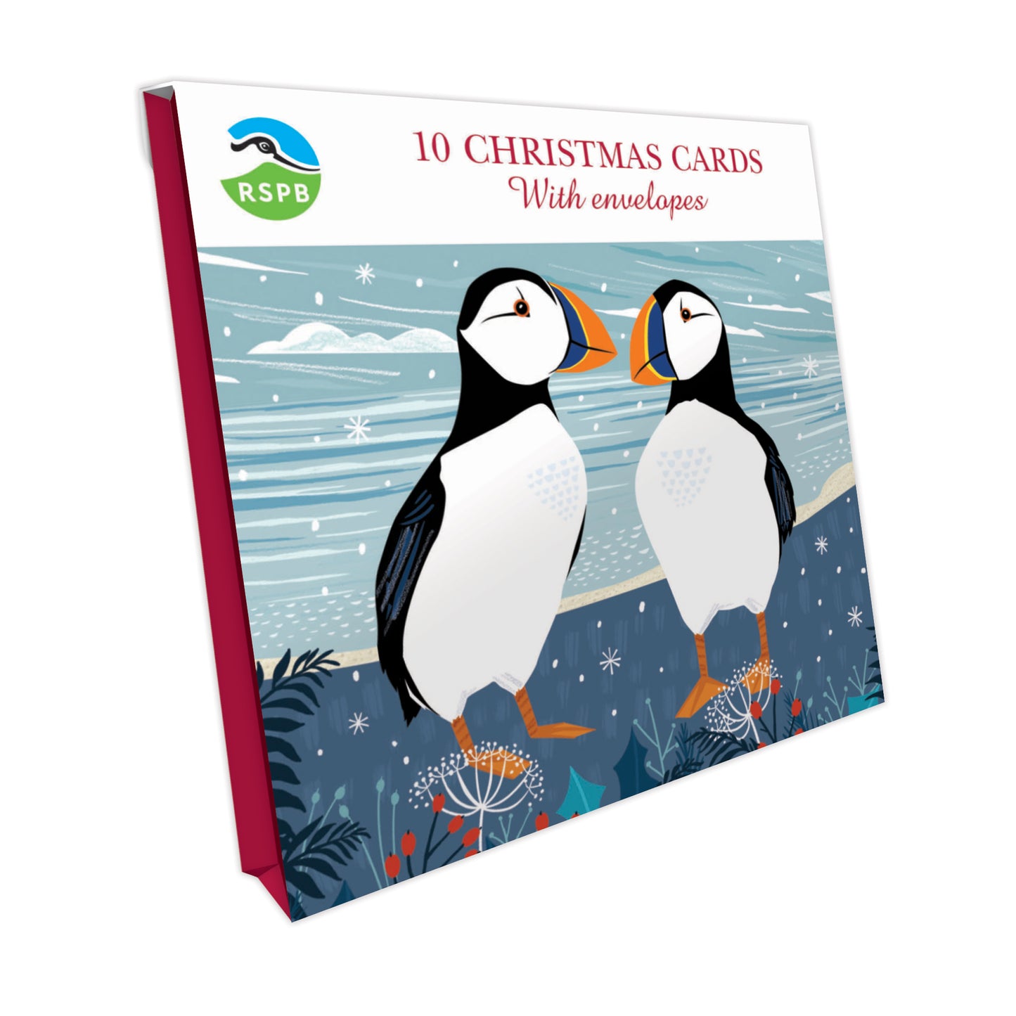 Puffin Pair - RSPB Small Square Christmas 10 Card Pack