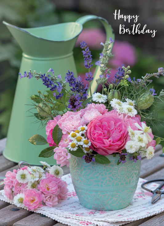 Floral Birthday Card - Jug & Flowers