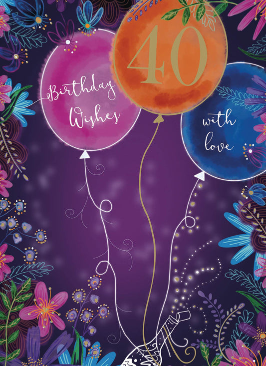 Age to Celebrate - 40 - Floral Balloons