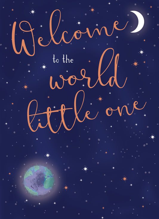 New Baby Card - Welcome to the World (Blue)