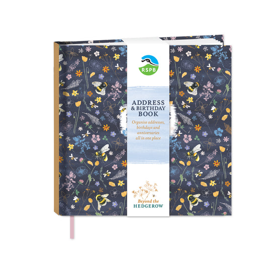 RSPB Beyond The Hedgerow Stationery - Address & Birthday Book - Bees Amongst Flowers