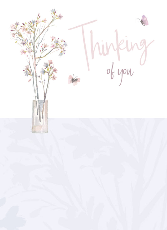 Thinking Of You Card - Vase of Flowers