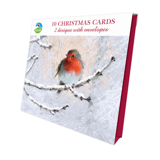 Frosty Perches - RSPB Luxury Christmas 10 Card Pack