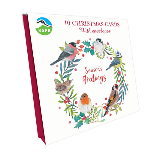 Bird Wreath - RSPB Small Square Christmas 10 Card Pack